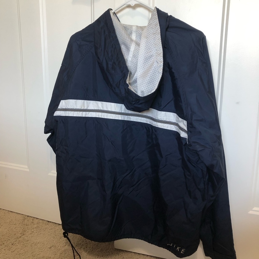 Vintage Nike woman’s size large 12-14 navy and white lined 1/4 zip windbreaker - Picture 9 of 10